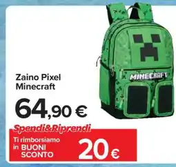 Carrefour Zaino Pixel Minecraft offerta