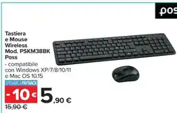 Carrefour Tastiera e Mouse Wireless Mod. PSKM38BK Poss offerta