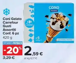 Carrefour Coni Gelato Carrefour Gusti Assortiti Conf. 6 pz offerta