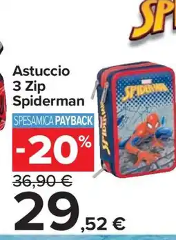 Carrefour Astuccio 3 Zip Spiderman offerta