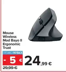 Carrefour Mouse Wireless Mod Bayo II Ergonomic Trust offerta