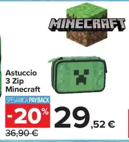 Carrefour Astuccio 3 Zip Minecraft offerta