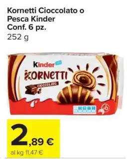 Carrefour Kornetti Cioccolato o Pesca Kinder offerta