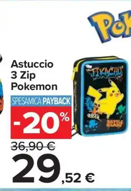 Carrefour Astuccio 3 Zip Pokemon offerta