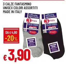 Famila 3 CALZE FANTASMINO UNISEX COLORI ASSORTITI offerta