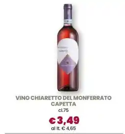 Famila Vino Chiaretto del Monferrato Capetta offerta