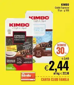 Famila KIMBO Cialde Espresso offerta