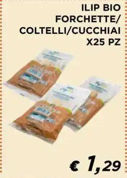 Coop ILIP BIO FORCHETTE/COLTELLI/CUCCHIAI X25 PZ offerta