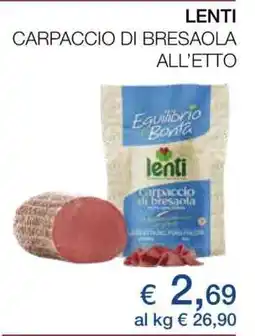 Coop LENTI CARPACCIO DI BRESAOLA ALL’ETTO offerta