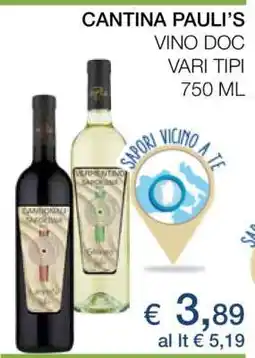 Coop CANTINA PAULI’S VINO DOC offerta