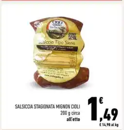 Conad SALSICCIA STAGIONATA MIGNON CIOLI offerta