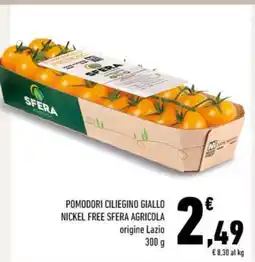Conad POMODORI CILIEGINO GIALLO NICKEL FREE SFERA AGRICOLA offerta