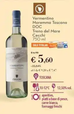 Conad VERMENTINO MAREMMA TOSCANA DOC TRENO DEL MARE CECCHI 750 ml offerta