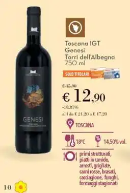Conad Toscana IGT Genesi Torri dell'Albegna 750 ml offerta