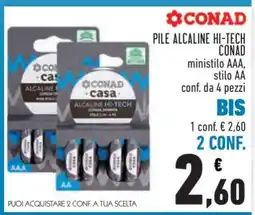 Conad Pile Alcaline Hi-Tech Conad offerta