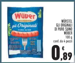 Conad WÜRSTEL GLI ORIGINALI DI PURO SUINO WÜBER offerta