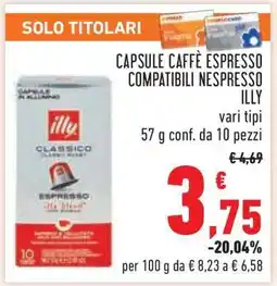 Conad Capsule Caffè Espresso Compatibili Nespresso Illy offerta
