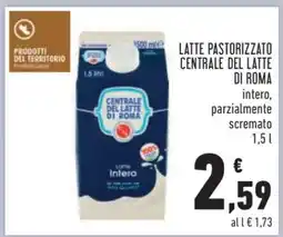 Conad Latte Pastorizzato Centrale del Latte di Roma offerta