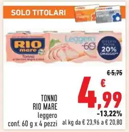 Conad Tonno Rio Mare leggero offerta