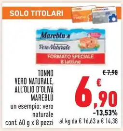 Conad MAREBLU TONNO VERO NATURALE offerta