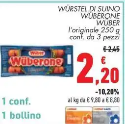 Conad WÜRSTEL DI SUINO WÜBERONE WÜBER offerta