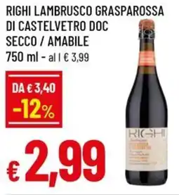 Famila Righi lambrusco grasparossa di castelvetro doc secco / amabile offerta