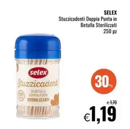 Famila Market SELEX Stuzzicadenti Doppia Punta in Betulla Sterilizzati offerta