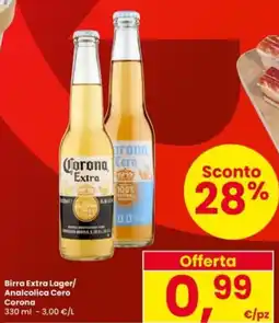 Interspar Birra Extra Lager/ Analcolica Cero Corona offerta