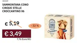 Prezzemolo e Vitale Sammontana cono cinque stelle croccantino x6 offerta