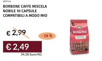 Prezzemolo e Vitale Borbone caffe miscela nobile 10 capsule compatibili a modo mio offerta