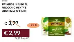 Prezzemolo e Vitale Twinings infuso al finocchio menta e liquirizia 20 filtri offerta