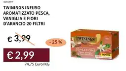 Prezzemolo e Vitale Twinings infuso aromatizzato pesca, vaniglia e fiori d'arancio 20 filtri offerta