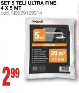 Mondo Brico NESPOLI Set 5 teli ultra fine offerta