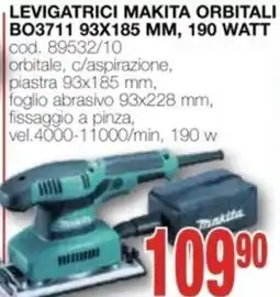 Mondo Brico levigatrici MAKITA orbitali bo3711 93x185 mm, 190 watt offerta