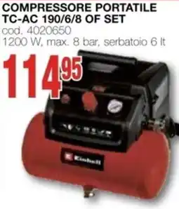 Mondo Brico EINHELL compressore portatile tc-ac 190/6/8 of set offerta