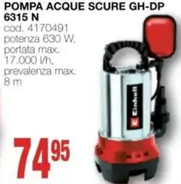 Mondo Brico EINHELL pompa acque scure gh-dp 6315 n offerta