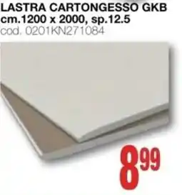 Mondo Brico Lastra CARTONGESSO gkb cm.1200 x 2000, sp.12.5 offerta
