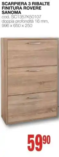 Mondo Brico Scarpiera 3 ribalte finitura ROVERE SANOMA offerta