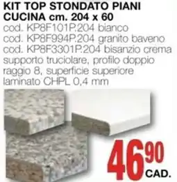 Mondo Brico Kit top stondato piani cucina cm. 204 x 60 offerta