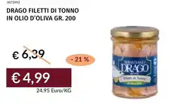 Prezzemolo e Vitale Drago filetti di tonno in olio d'oliva offerta