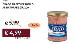 Prezzemolo e Vitale Drago filetti di tonno al naturale offerta