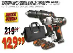 Mondo Brico Trapano avvitatore con percussione wx370 + avvitatore ad impulsi wx291 WORX offerta