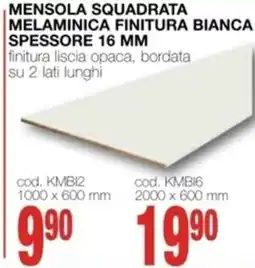Mondo Brico Mensola squadrata melaminica finitura bianca spessore offerta