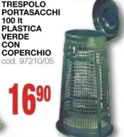 Mondo Brico TRESPOLO portasacchi 100 it plastica verde con coperchio offerta