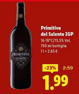 Lidl Primitivo del Salento IGP offerta
