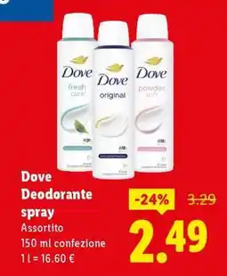 Lidl DOVE Deodorante Spray offerta