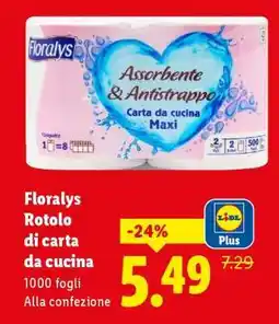 Lidl Floralys Rotolo di carta da cucina offerta