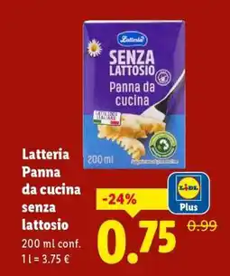 Lidl Latteria Panna da cucina senza lattosio offerta