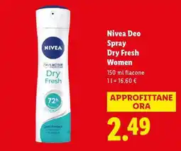Lidl Nivea Deo Spray Dry Fresh Women offerta