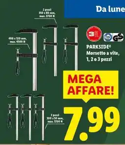 Lidl PARKSIDE Morsetto a vite, 1, 2 o 3 pezzi offerta